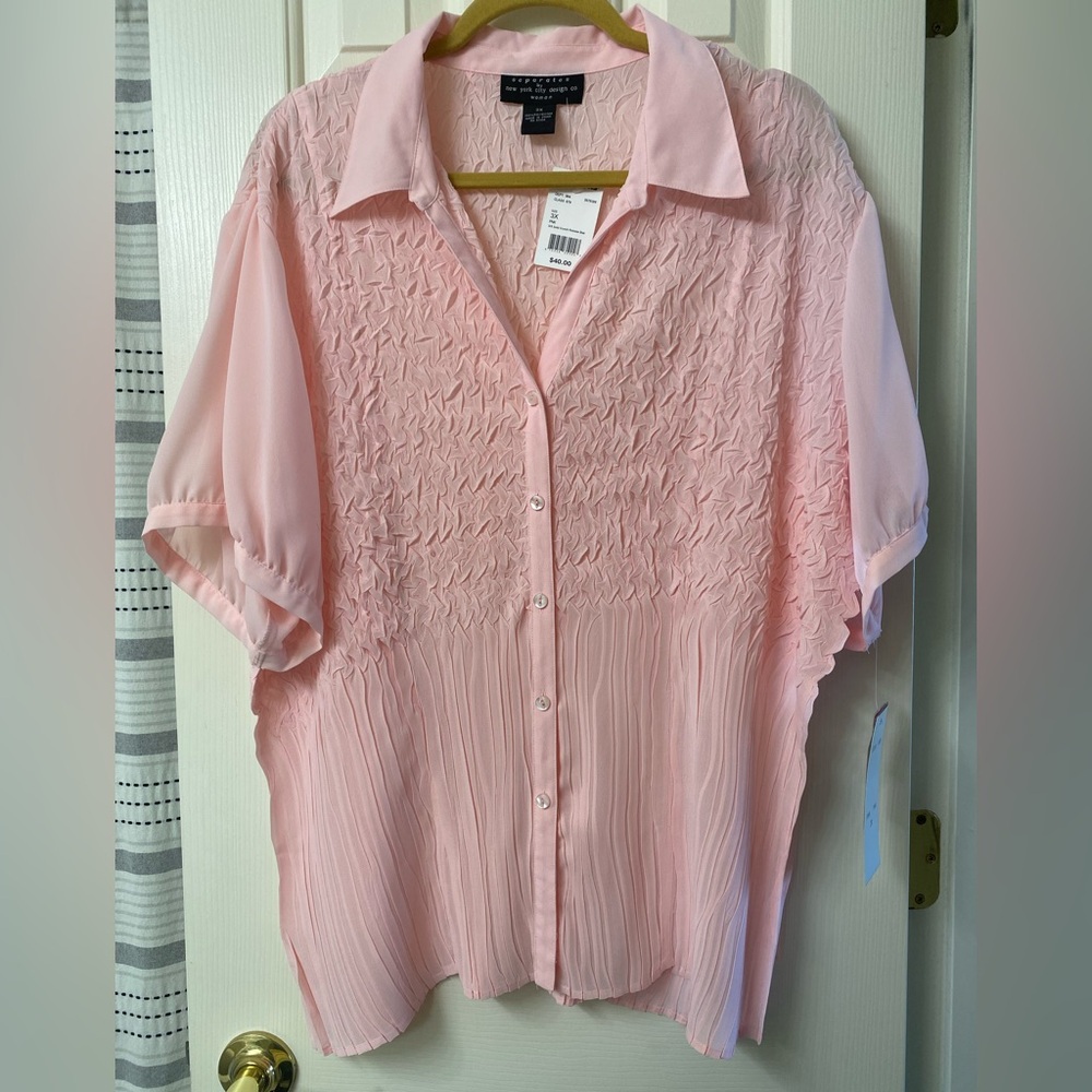 Separates by New York City Design Co Women's Pink Short Sleeved Blouse Size 3X